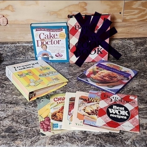 LOT of vintage Betty Crocker and more cookbooks total of 9. Offers welcome